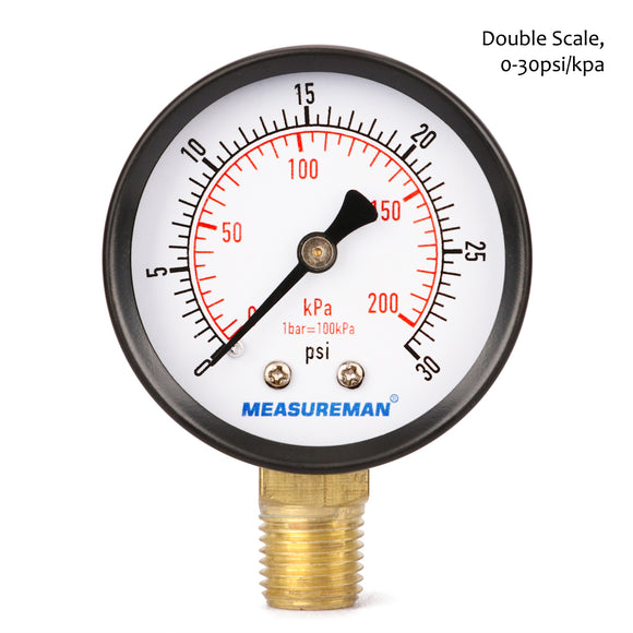 Measureman Pressure Gauge 0-30psi/kpa Dry Air Pressure Gauge, 2