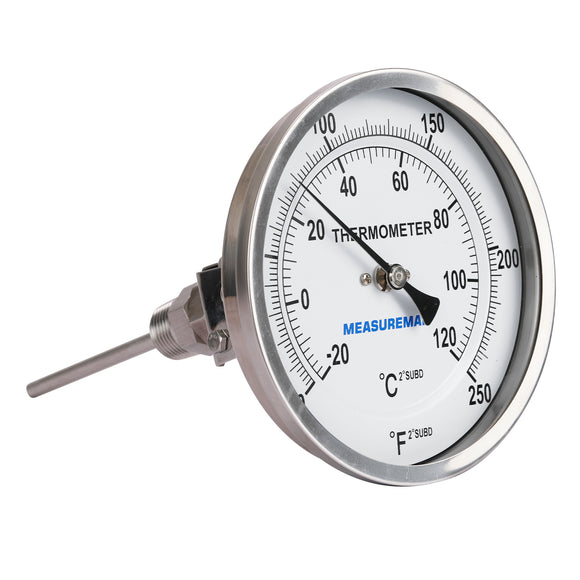 Measureman Every Angle Fully Stainless Steel Pot, Kettle, Brewing Dial Industrial Bimetal Thermometer, 5