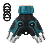 MEASUREMAN Water Splitter 2 Way, Garden Hose Connector Metal Body,Smooth Long Handles, Heavy Duty for Outdoor and Indoor Use