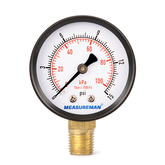 Measureman Low Pressure Gauge 0-15psi/kpa Dry Air Pressure Gauge, 2