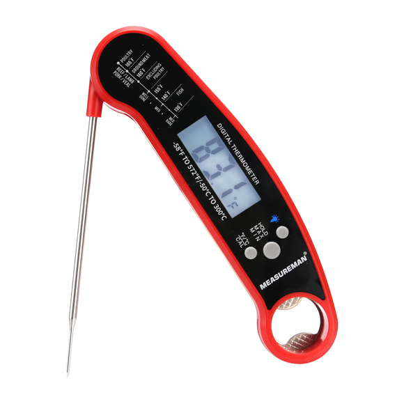 MEASUREMAN Digital Meat Thermometer Instant Read Waterproof Food Thermometer BBQ for Kitchen Outdoor Cooking Grill Candy BBQ Thermometer with Backlight Magnet Calibration Thermometer