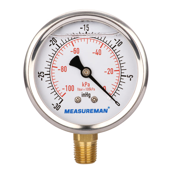 Measureman Vacuum Gauge, Glycerin Filled, 2-1/2