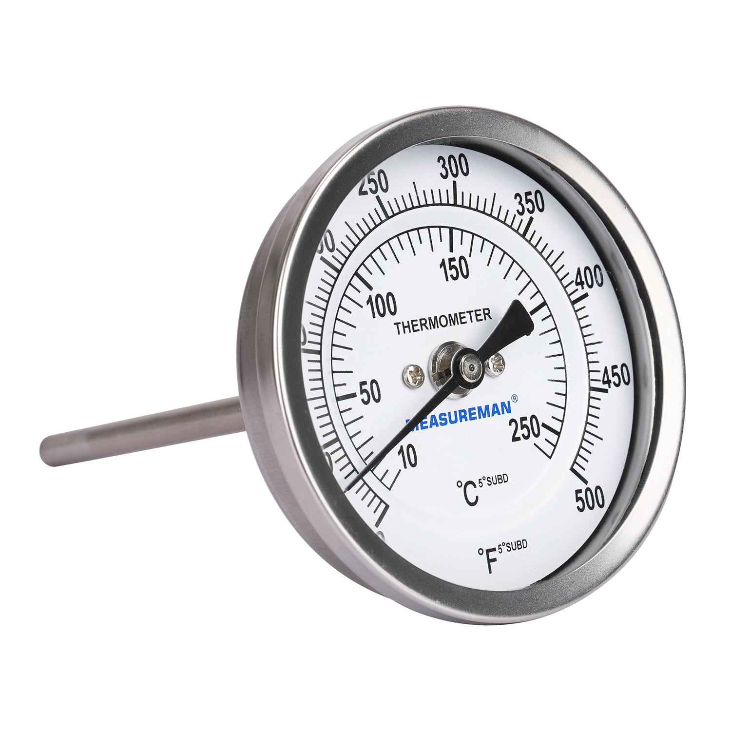Dial Thermometer, Stainless Steel Thermometer for Home Brewing, 1/2 NPT  Kettle Thermometer with Lock Nut & O-Ring(3 Face)