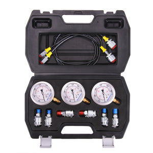 MEASUREMAN Portable Excavator Hydraulic Pressure Test Coupling Kit, Including 6 Test Couplings, 3 Pressure Gauges, 2 Test Hoses for Excavator Construction Machinery