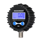 Measureman 2-1/2" Dial Size Digital Air Pressure Gauge with 1/4'' NPT Bottom Connector and Protective Boot, 0-200psi, Accuracy 1%, Battery Powered, with LED Light