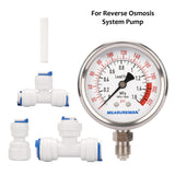 MEASUREMAN Lead Free Glycerin Filled Reverse Osmosis Pressure Gauge, Purified Water Pressure Gauge, 2-1/2" Dial Size 1/4" Lower Mount, 0-220Psi/Mpa, with PU Tube Connection