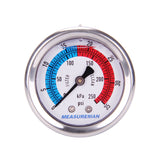 Measureman 2" Dial Size, Liquid Filled Pool Filter Pressure Gauge, 304 Stainless Steel Case, 0-35psi/250kpa,1/4" NPT Center Back Mount-100pcs