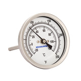 Measureman Fully Stainless Steel Pot, Kettle, Brewing Bimetal Thermometer, 3" Dial, 4" Stem, 0-250 deg F/-20-120 deg C, +/-1% Accuracy, Adjustable, 1/2" NPT Back Mount