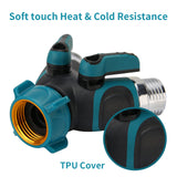 MEASUREMAN Water Splitter 2 Way, Garden Hose Connector Metal Body,Smooth Long Handles, Heavy Duty for Outdoor and Indoor Use