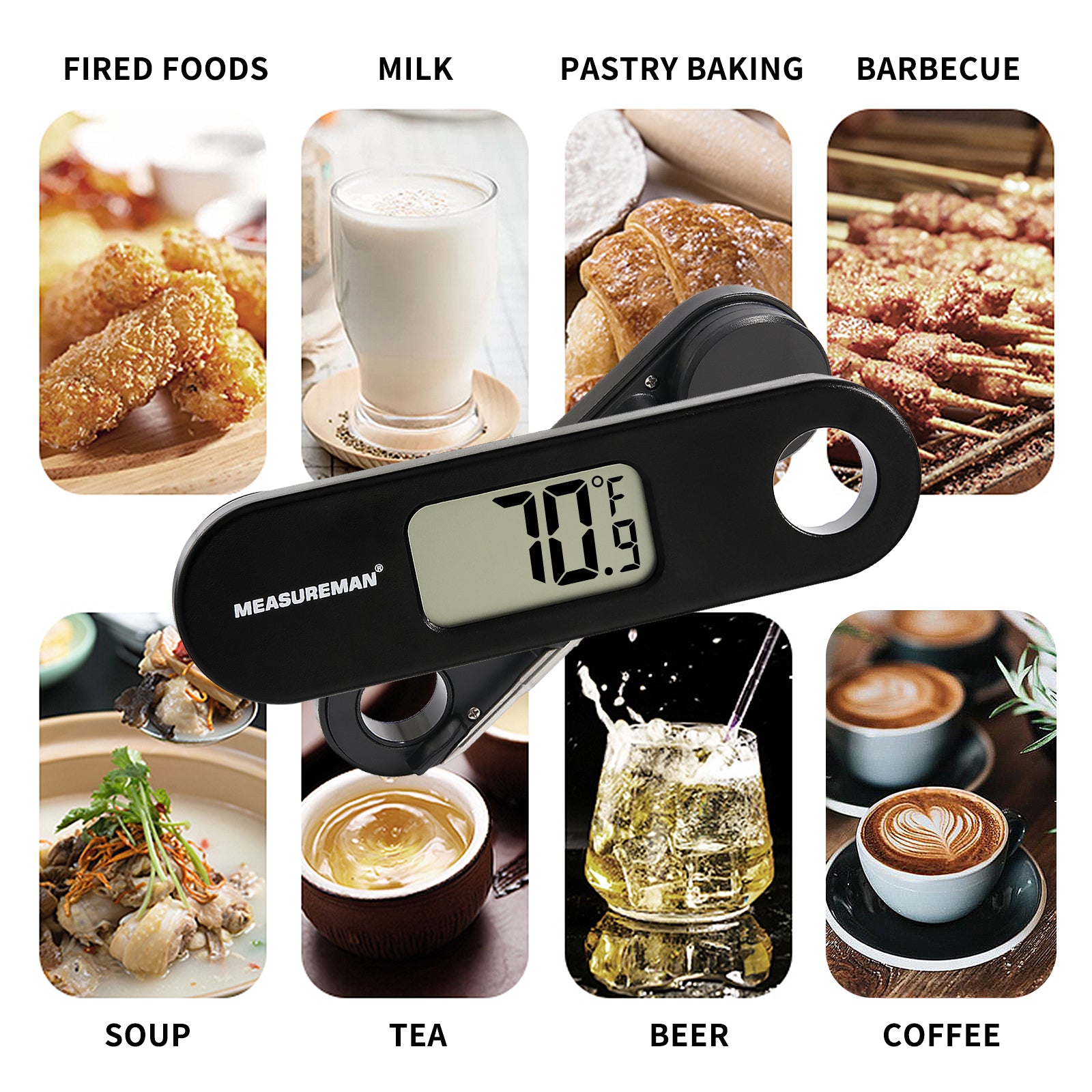Quick Temperature Measurement Food Thermometer Milk Coffee Tea Thermometer  Kitchen Stainless Steel Probe Food Thermometer