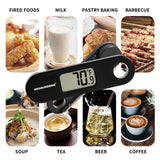 MEASUREMAN Digital Instant Read Foldaway Meat Thermometer Black ABS body, food grade stainless steel probe, 2-1/2" length, designed with kitchen hook, -58-572F/C