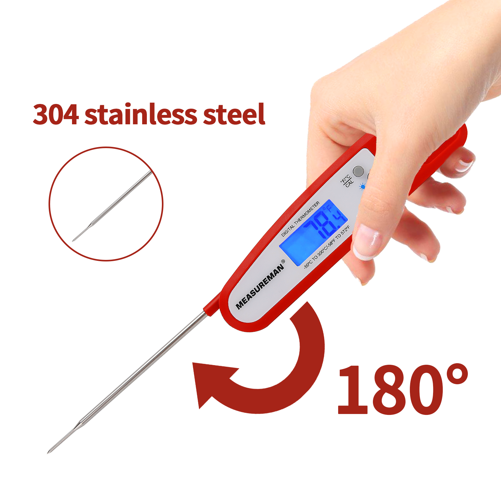 Flip Tip Digital Instant Read Food Cooking Meat Kitchen Thermometer with  Probe