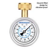 Measureman 2-1/2" Glycerin Filled Stainless Steel Water Pressure Test Gauge, 3/4" Female Hose Thread, 0-200 psi/kpa 50pieces