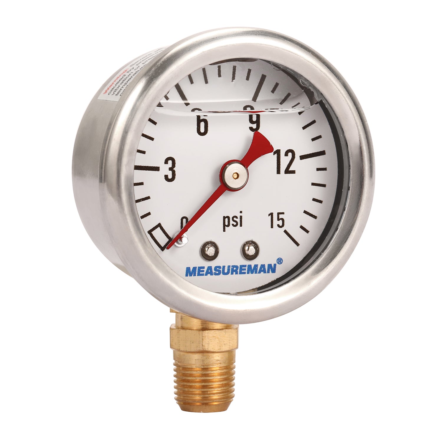 Measureman 1-1/2 Dial Size, Glycerin Filled Fuel Pressure Gauge, 304 –  Measureman Direct
