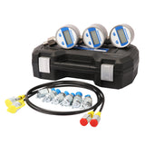 MEASUREMAN Portable Excavator Hydraulic Digital Pressure Test Coupling Kit, Including 6 Test Couplings, 3 Digital Pressure Gauges, 2 Test Hoses for Excavator Construction Machinery