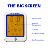 MEASUREMAN Digital Thermometer Hygrometer Gauge Max/Min Indoor Humidity Test Meter Temperature Monitor with Touch Backlight