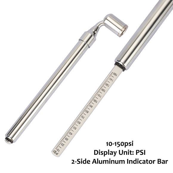 Measureman Heavy Duty Large Bore Dual Head Truck Tire Gauge, 360° Swivel Chuck, Solid Brass Body, Aluminum Slide,Range 10-150psi