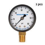 Measureman 2" Dry and Utility Pressure Gauge, Swimming Pool Filter Pressure Gauge, Spa, Aquarium, Water Pressure Gauge, 1/4"NPT Lower Mount 0-60Psi x 2 pcs