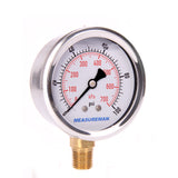 Measureman 2-1/2" Dial Size, Glycerin Filled Pressure Gauge, 0-100psi/kpa, 304 Stainless Steel Case, 1/4"NPT Lower Mount 50pieces