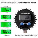 MEASUREMAN 2-1/2" Dial Size Digital Air Pressure Gauge with 1/4'' NPT Bottom Connector and Protective Boot, 0-200psi, Accuracy 1%, Battery Powered with LED Light  20piece