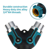 MEASUREMAN Water Splitter 2 Way, Garden Hose Connector Metal Body,Smooth Long Handles, Heavy Duty for Outdoor and Indoor Use