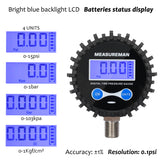 Measureman 2-1/2" Dial Size Digital Air Pressure Gauge with 1/4'' NPT Bottom Connector and Protective Boot, 0-15psi, Accuracy 1%, Battery Powered