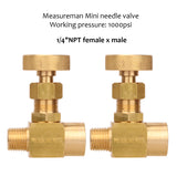 Measureman Brass Mini Needle Valve 1/4"NPT Male x Female Working Pressure 1000psi