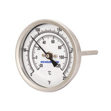 Measureman Fully Stainless Steel Pot, Kettle, Brewing Bimetal Thermometer, 3" Dial, 4" Stem, 0-250 deg F/-20-120 deg C, +/-1% Accuracy, Adjustable, 1/2" NPT Back Mount