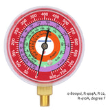 Measureman Refrigeration Pressure Gauge, 2-3/4" Dial, Red Dial, 1/8" NPT Lower Mount, 0-800psi, R-404A, R-22, R-410A, Degree F, Adjustable Pointer