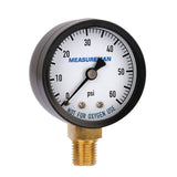 Measureman 2" Dry and Utility Pressure Gauge, Swimming Pool Filter Pressure Gauge, Spa, Aquarium, Water Pressure Gauge, 1/4"NPT Lower Mount 0-60Psi x 2 pcs