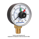 Measureman Boxed Pressure Gauge with Dial Replacement for Select Filters, 2" x 1/4"NPT Bottom, 0-60psi/4bar, 3-2-3%