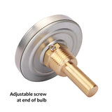 MEASUREMAN Hot Water Bi-Metal Thermometer, 2-1/2" Dial, 1-3/4" Lead Free Brass Stem, Range 0-250 deg F/-20-120 deg C, 2% Accuracy, Adjustable, 1/2" NPT Back Mount