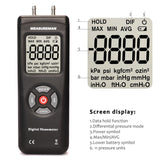 Measureman Handheld Digital Differential Pressure Gauge, Vacuum and Pressure Gauge Meter Tester 11 Units with Backlight, ±2Psi/Kpa, 1-2 Pipes Air System Measurement