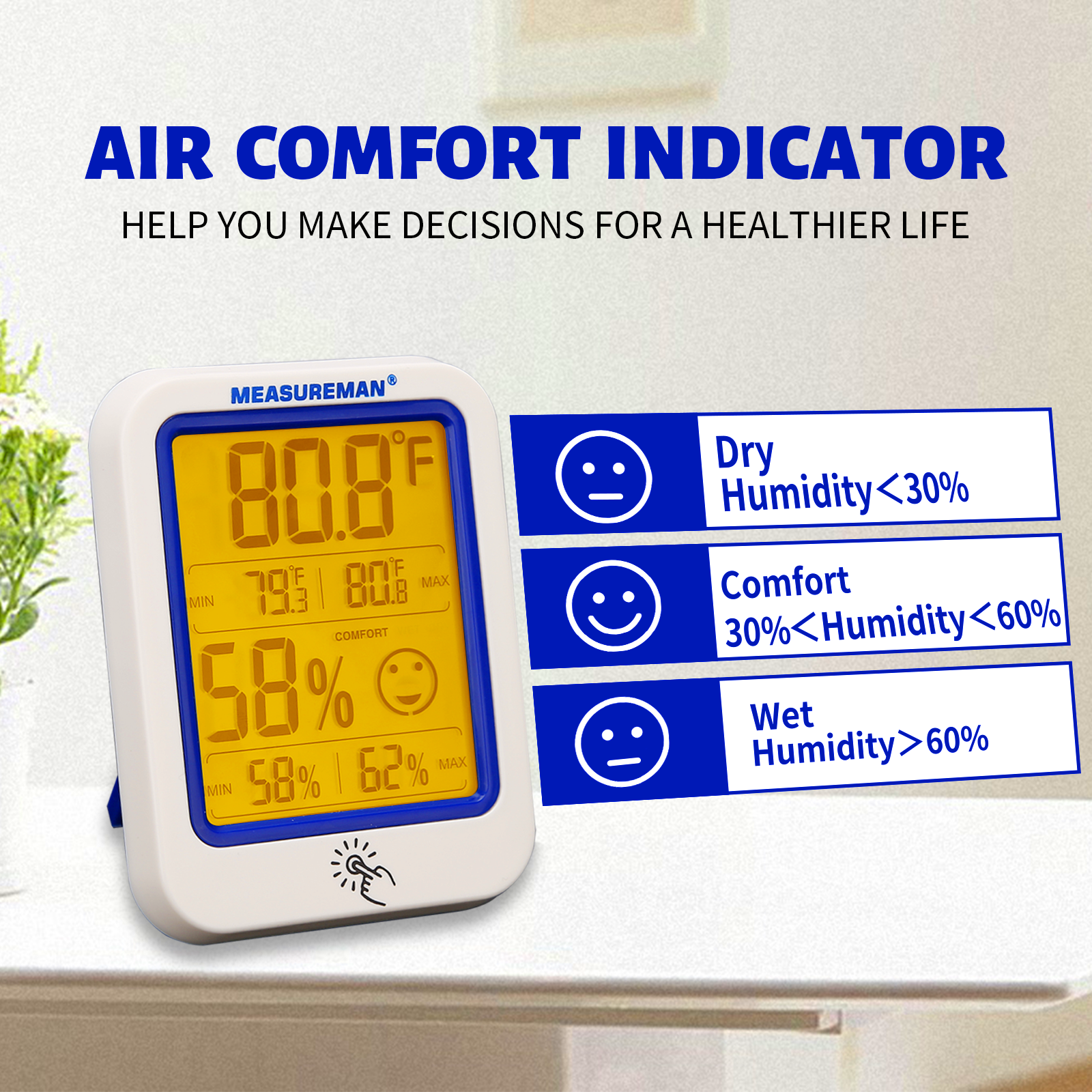 Room Thermometer Digital Indoor Hygrometer Thermometer, Mini Temperature  Monitor And Hygrometer For Home Office Air Comfort, Max/min Records