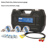 MEASUREMAN Portable Excavator Hydraulic Digital Pressure Test Coupling Kit, Including 6 Test Couplings, 3 Digital Pressure Gauges, 2 Test Hoses for Excavator Construction Machinery