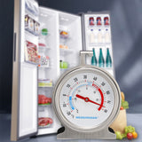MEASUREMAN Refrigerator Thermometer 70mm Dial Size, Heavy Duty 304 Stainless Steel Case and Fringe, with Hook, -20-80F/C, 2.5% Accuracy