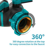 MEASUREMAN Water Splitter 2 Way, Garden Hose Connector Metal Body,Smooth Long Handles, Heavy Duty for Outdoor and Indoor Use