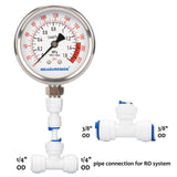 MEASUREMAN Lead Free Glycerin Filled Reverse Osmosis Pressure Gauge, Purified Water Pressure Gauge, 2-1/2" Dial Size 1/4" Lower Mount, 0-220Psi/Mpa, with PU Tube Connection