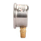 Measureman 1-1/2" Dial Size, Glycerin Filled Fuel Pressure Gauge, 304 Stainless Steel case, 0-15Psi, -3-2-3%, 1/8"NPT Lower Mount