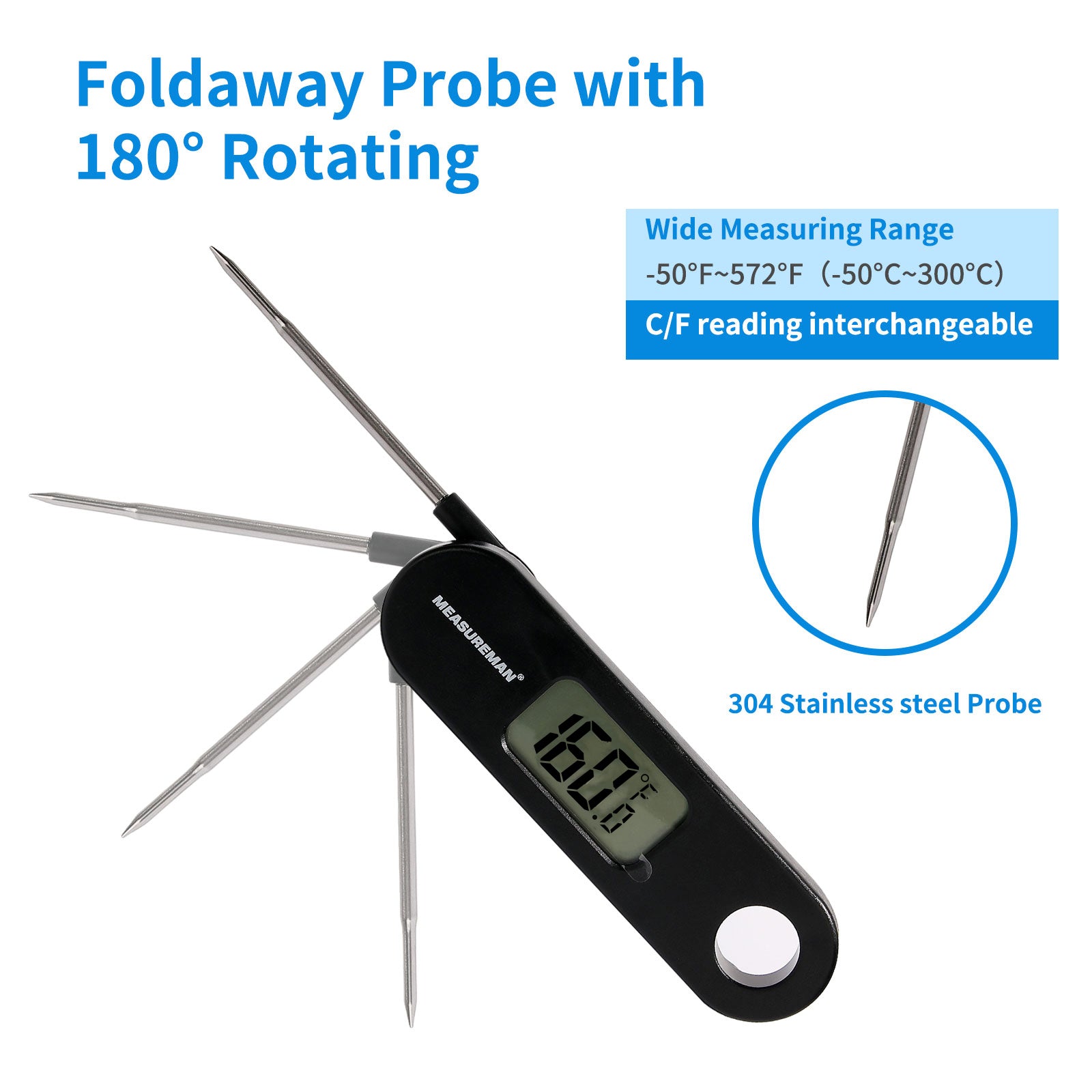 Digital Meat Thermometer with Stainless Steel Probe