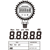 Measureman 3-1/8" Dial Size, Digital Pressure Gauge, 0-10000psi/bar/Mpa, 1/4"NPT Lower Mount, 0.25% Accuracy
