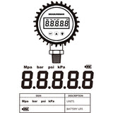 Measureman 3-1/8" Dial Size, Digital Pressure Gauge, 0-100psi/bar/Mpa/Kpa, 1/4"NPT Lower Mount, 0.25% Accuracy