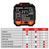 Measureman Socket Tester with Voltage Display, GFCI Outlet Tester 48-250V, Includes 7 Visual Indications and Wiring Legend for Home & Professional Use