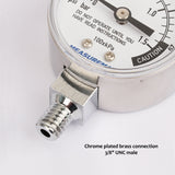 Measureman Stainless Steel Pressure Cooker Gauge, Pressure Canner Gauge, Steam Pressure Gauge, 2" Dial, Lower Mount, Including Gasket, Washer and Nut
