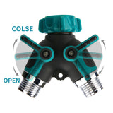 MEASUREMAN Water Splitter 2 Way, Garden Hose Connector Metal Body,Smooth Long Handles, Heavy Duty for Outdoor and Indoor Use