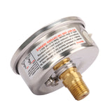 Measureman 2-1/2" Dial Size, Liquid Filled Pressure Gauge, 0-300psi/2000kpa, 304 Stainless Steel Case, 1/4"NPT Back Mount