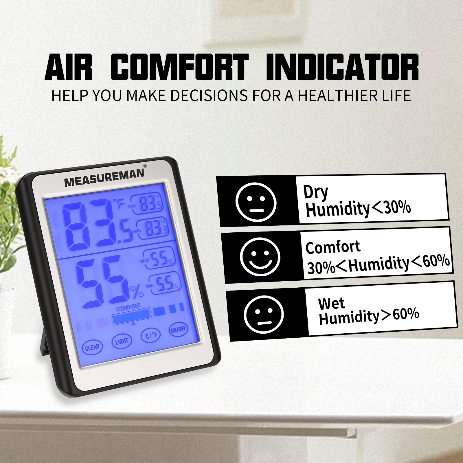 Pro Accuracy Indoor Temperature and Humidity Monitor - Thermometers &  Hygrometers