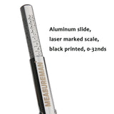 Measureman Solid Brass Body Tire Tread Depth Gauge, 0-32nd, Aluminum Slide