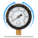 MEASUREMAN 2" Start and Clean Filter Pressure Gauge, Swimming Pool Filter Pressure Gauge, Spa, Aquarium, Water Pressure Gauge, 1/4" NPT Lower Mount 0-60Psi/bar 100pieces