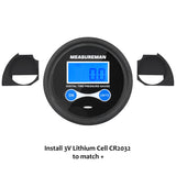 Measureman 2" Dial Size Digital Air Pressure Gauge with 1/8'' NPT Center Back Connection and Protective Boot, 0-60psi, 0.1Psi Resolution, Accuracy 1%, Battery Powered